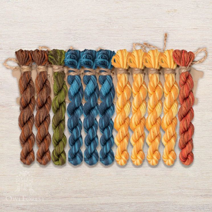  Набор ниток OwlForest для схем «Индейские мотивы» (DMC) 5 цветов «Рыбы» 32 каунт в 2 нити НМул-ИМР168-3322-5