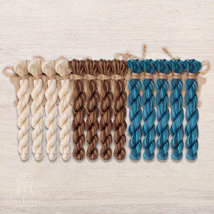 Набор ниток OwlForest для схем «Индейские мотивы» (DMC) 3 цвета «Белки» 28 каунт в 3 нити НМул-ИМБ164-3283-3 