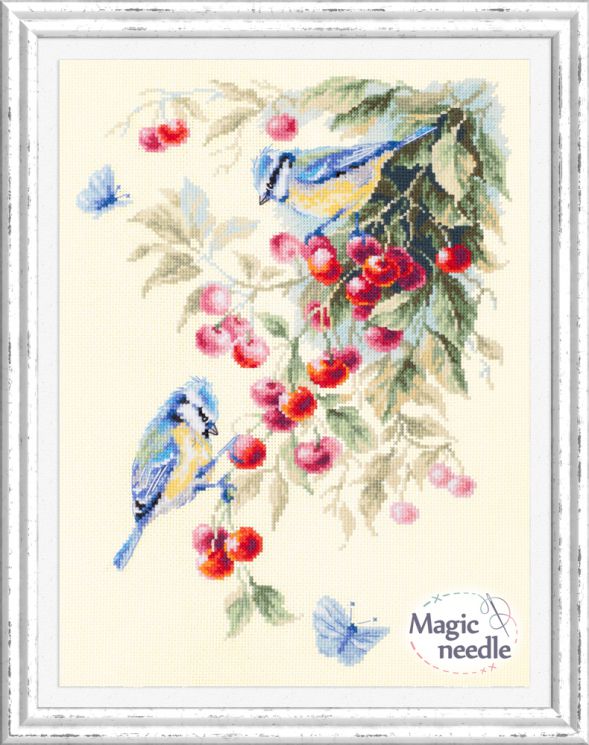 130-021 Набор для вышивания ЧУДЕСНАЯ ИГЛА "Синицы и вишня"