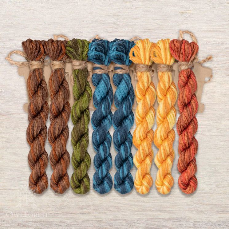 Набор ниток OwlForest для схем «Индейские мотивы» (DMC) 5 цветов «Цапля» 32 каунт в 2 нити НМул-ИМЦ169-3322-5 