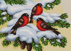 БСА3-086 Алмазная мозаика ТМ Наследие "Снегири на ели"