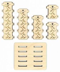 ОР-043 Бобины Щепка разной высоты с ОРНАМЕНТОМ набор + подставка 3,5*11 см