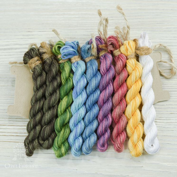 НМул-ПКор-2283 Набор ниток OwlForest для схемы «Пасхальные корзиночки» (ПНК) 28 каунт в 3 нити