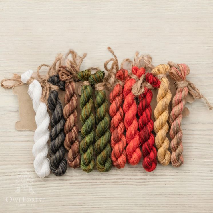 Набор ниток OwlForest для схемы «Праздничные птички» (DMC) 28, 32, 36 каунт в 2 нити