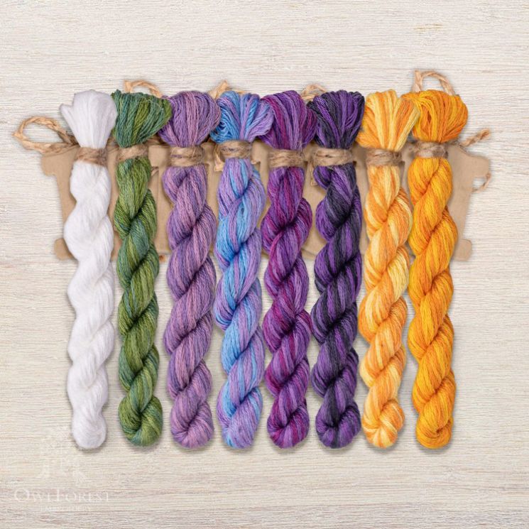 НМул-АнГ155-3322 Набор ниток OwlForest для схемы «Анютины глазки» (DMC) 28, 32 каунт в 2 нити