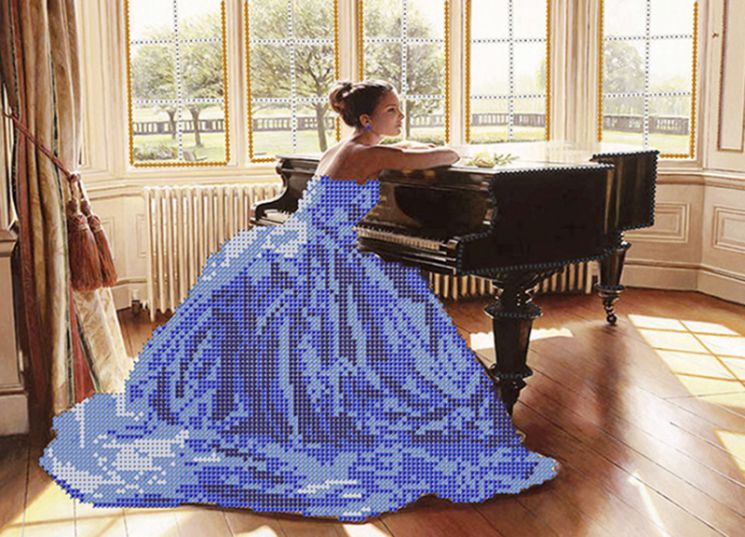 КБ-104 Схема для вышивания бисером ТМ Наследие "Девушка за роялем"