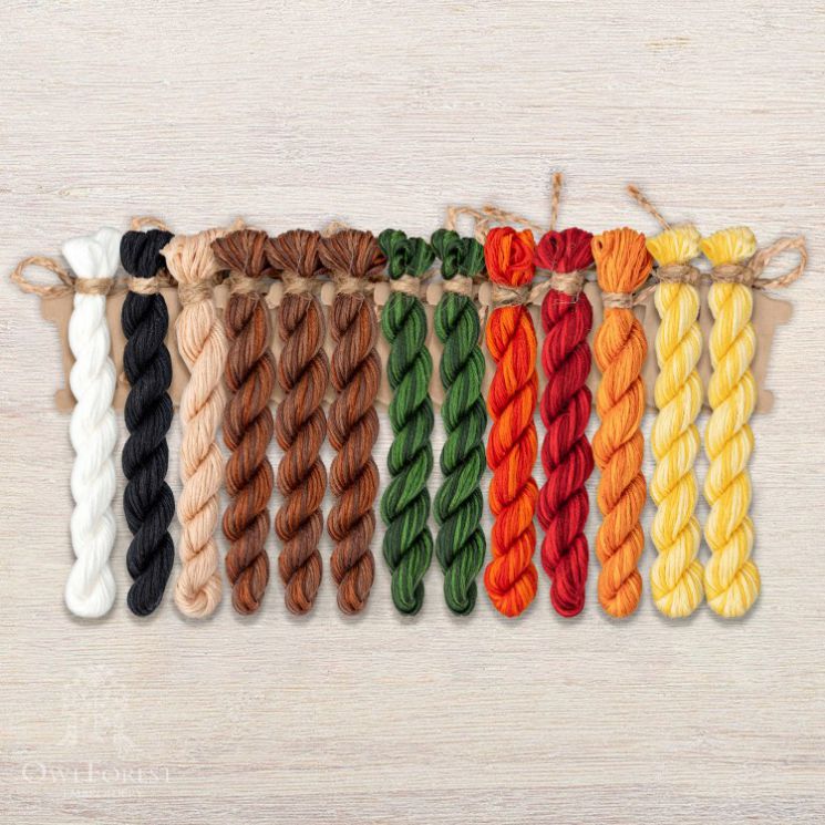 Набор ниток OwlForest для схемы «Тихая охота» (ПНК) 32 и 28 каунт в 2 нити НМул-ТО128-2322