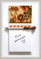 1110 Набор для вышивания ОВЕН "Магнит с блоком для записей. Хохлома"