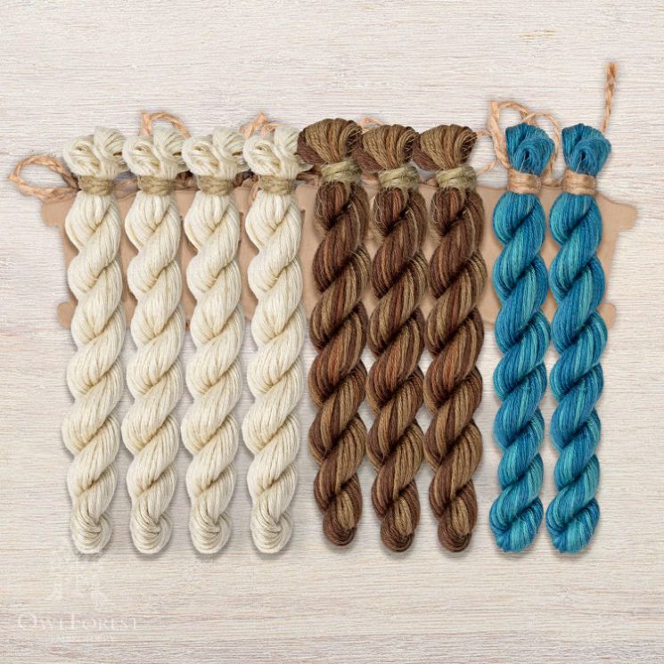  Набор ниток OwlForest для схем «Индейские мотивы» (ПНК) 3 цвета "Индеец" 32 каунт в 2 нити НМул-ИМИ165-2322-3