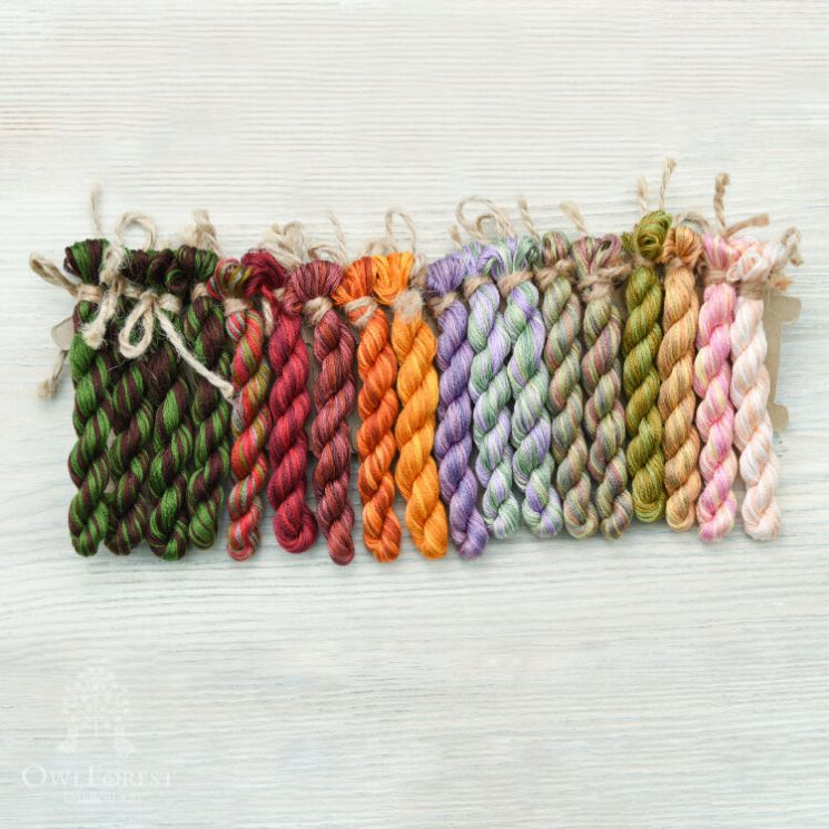 НМул-ОЦ-3283 Набор ниток OwlForest для схемы «Осенние цветы» (DMC) 28 каунт в 3 нити