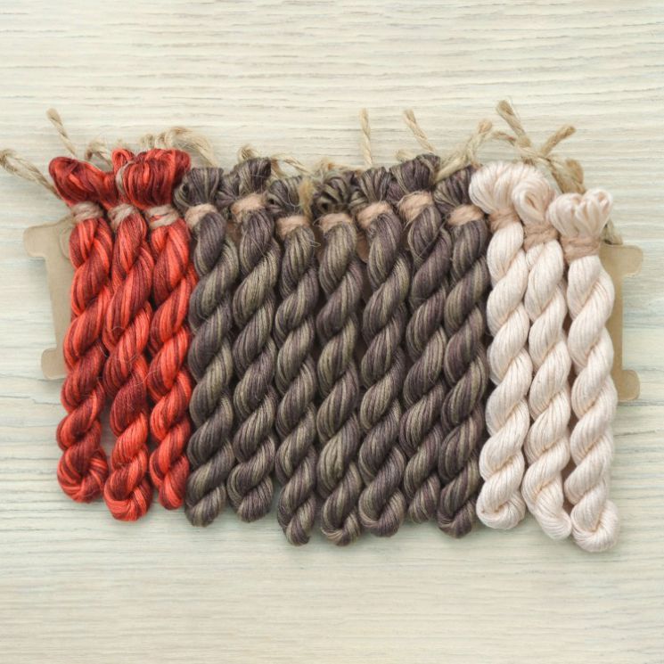 НМул-АСЧ-2282-3c Набор ниток OwlForest для схемы «Алиса в Стране Чудес» (ПНК) трехцветный 28 каунт в 2 нити