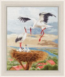 З-050 Набор для вышивания Золотое Руно "Аисты на крыше"