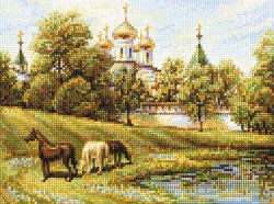 БСА3-126 Алмазная мозаика ТМ Наследие "Пастбище вблизи церкви"