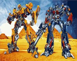 MCA1340 Картина по номерам "Роботы-машины",  40х50 см