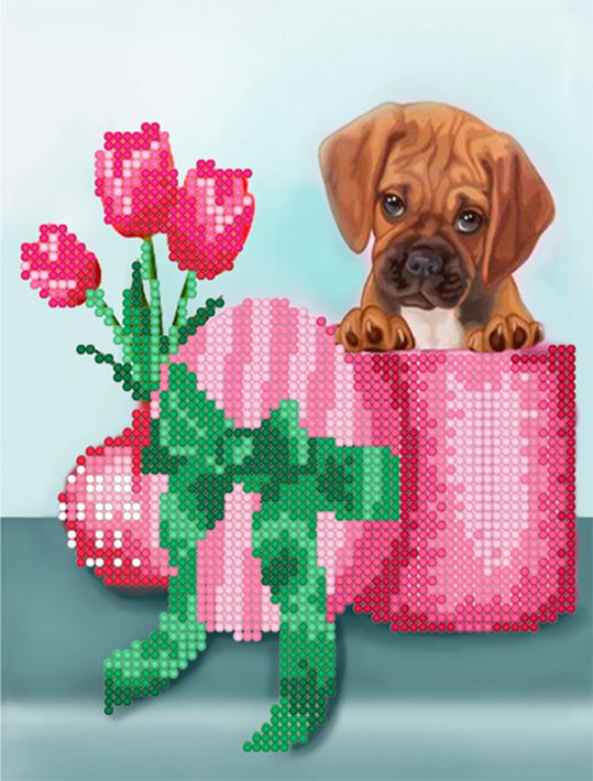 БСА4-038 Алмазная мозаика ТМ Наследие "Весенний щенок"
