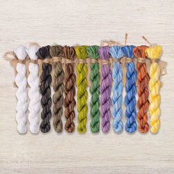 НМул-КтПрл156-3322 Набор ниток OwlForest для схемы «Коты прилетели» (DMC) 28, 30, 32, 36 каунт в 2 нити