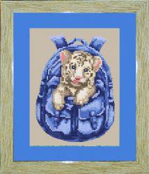 БСА4/рп-024 Алмазная мозаика ТМ Наследие с рамкой и паспарту "Тигрёнок в рюкзачке"