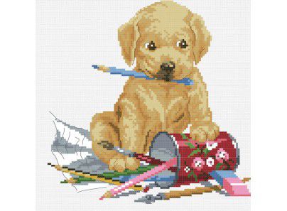 Набор для вышивания крестом Белоснежка "Щенок-художник" 810-14