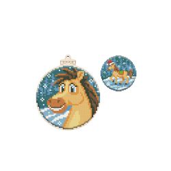 Набор для вышивания WoodStitch "Новогодний шар. Лошадка", 10*10, BK-015