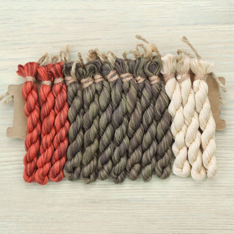 НМул-АСЧ-3282-3c Набор ниток OwlForest для схемы «Алиса в Стране Чудес» (DMC) трехцветный вариант, 28 каунт в 2 нити