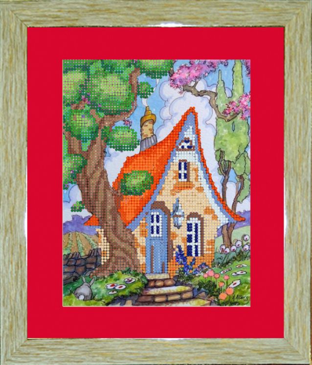 БСА4/рп-031 Алмазная мозаика ТМ Наследие с рамкой и паспарту "Домик 1"