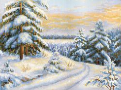 БСА3-142 Алмазная мозаика ТМ Наследие "Дорога по зимнему лесу"