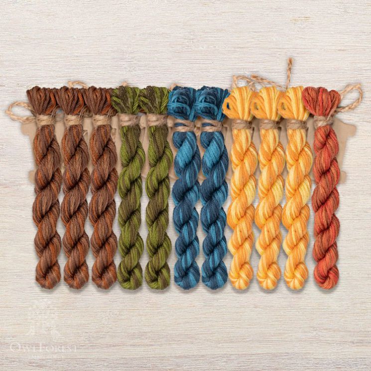 Набор ниток OwlForest для схем «Индейские мотивы» (DMC) 5 цветов «Ламы» 32 каунт в 2 нити НМул-ИМЛ166-3322-5 