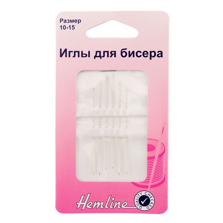 209.101/G002 Иглы Hemline ручные для бисера металл, N10-15, 6 шт