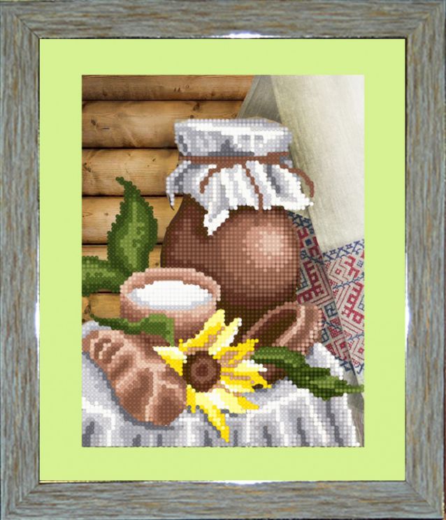 БСА4/рп-046 Алмазная мозаика ТМ Наследие с рамкой и паспарту "Деревенский натюрморт"