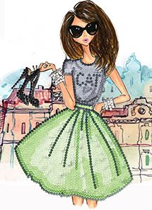 БСА4/рп-052 Алмазная мозаика ТМ Наследие с рамкой и паспарту "Модная девушка с туфлями"