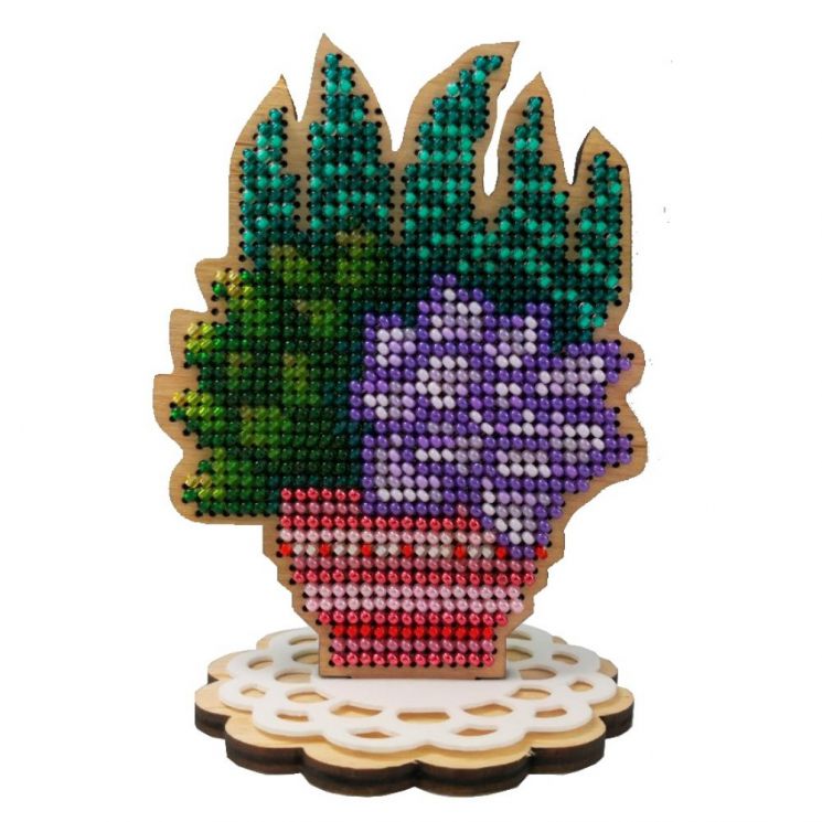 WS-027 Набор для вышивания бисером WoodStitch "Кактусы-суккуленты", 11х8