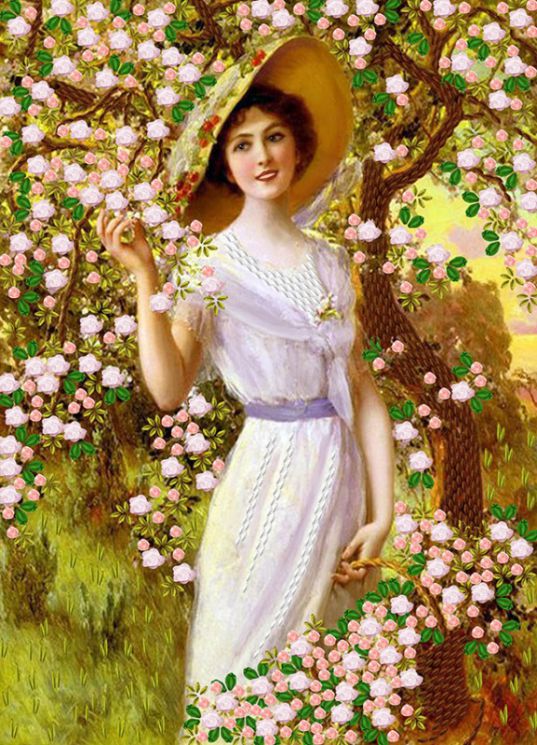 НЛ3-032 Набор для вышивания лентами ТМ Наследие "У цветущего дерева"