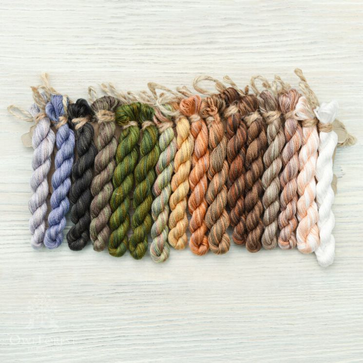 НМул-Сов-3362 Набор ниток OwlForest для схемы «100 сов» (DMC) 36 каунт в 2 нити