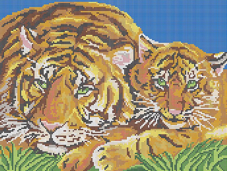 КБ-182 Схема для вышивания бисером ТМ Наследие "Тигрица с тигренком"