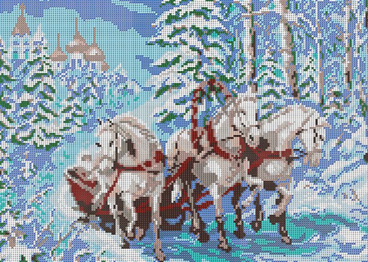 КБ-007 Схема для вышивания бисером ТМ Наследие "Русская тройка"