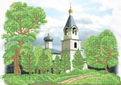 КБ-414 Схема для вышивания бисером ТМ Наследие "Сельская церковь"