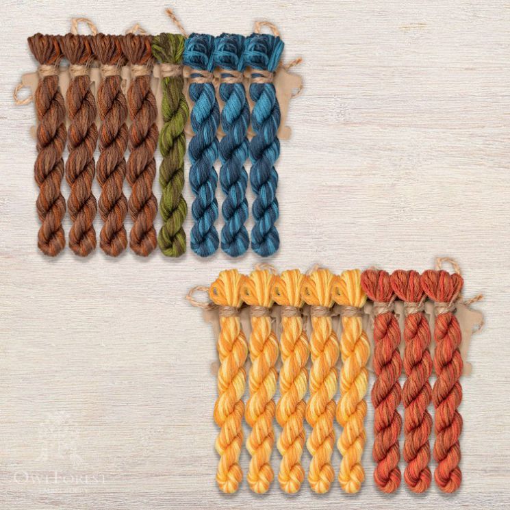 Набор ниток OwlForest для схем «Индейские мотивы» (DMC) 5 цветов «Пирамида» 28 каунт в 3 нити НМул-ИМП167-3283-5 