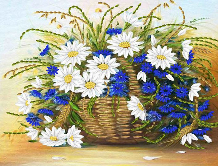 НЛ4-018 Набор для вышивания лентами ТМ Наследие "Полевой букетик"