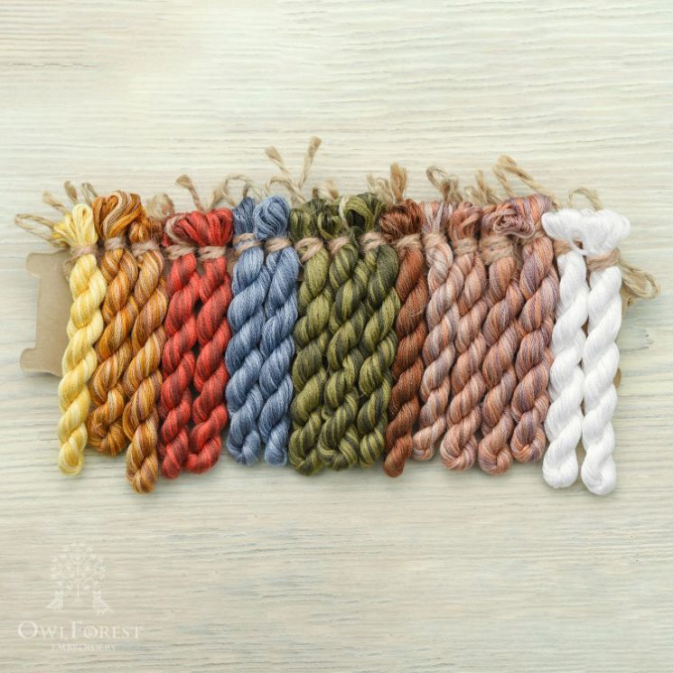 Набор ниток OwlForest для схемы «Чайный семплер» (DMC) 28 каунт в 3 нити НМул-Чай-3283 