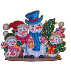 Набор для вышивания бисером WoodStitch "Веселая компания. Снеговики", 31х22, SH-004