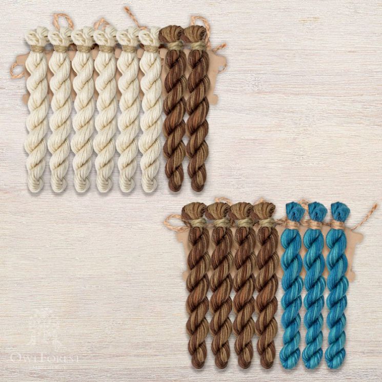 Набор ниток OwlForest для схем «Индейские мотивы» (ПНК) 3 цвета «Рыбы» 28 каунт в 3 нити НМул-ИМР168-2283-3 